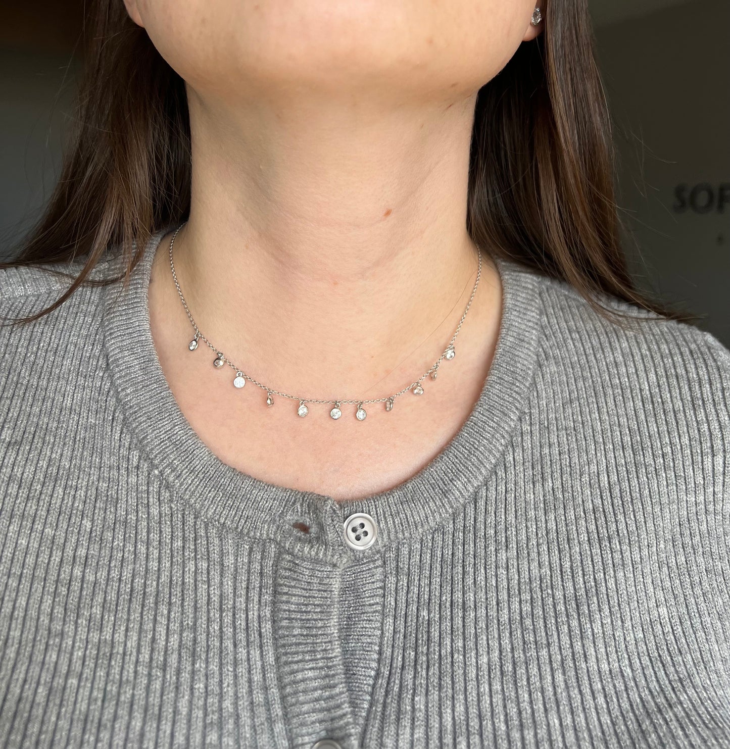 Drop silver choker