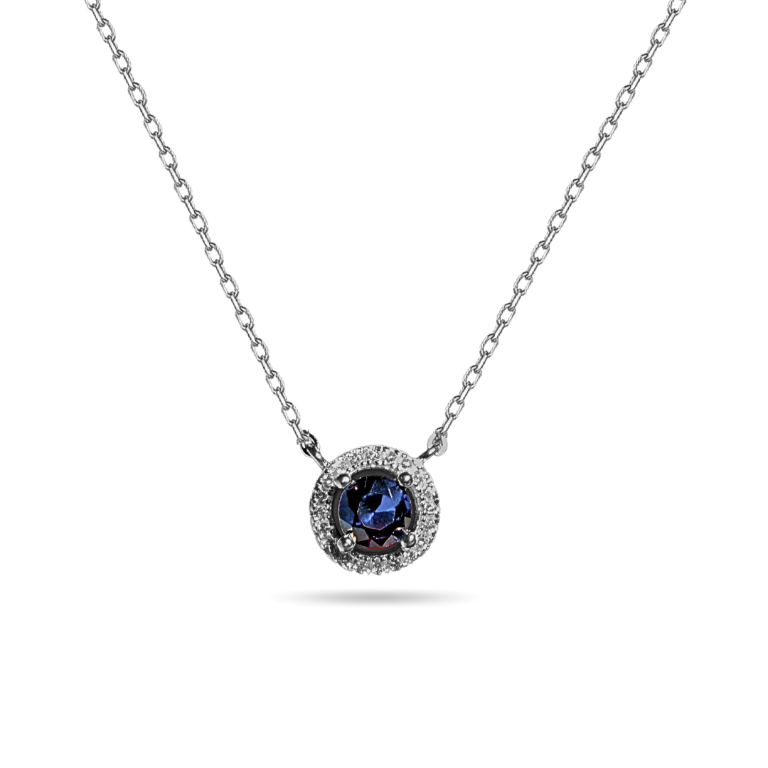 Blue Halo Round Necklace