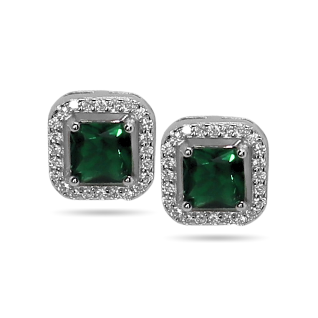 Green squared halo studs