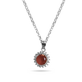 Red halo round necklace