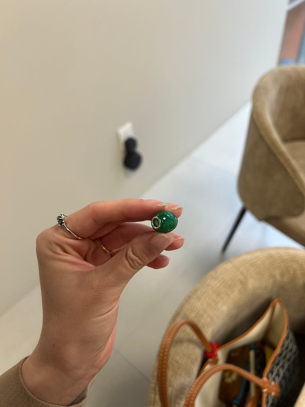 Jade barrel charm