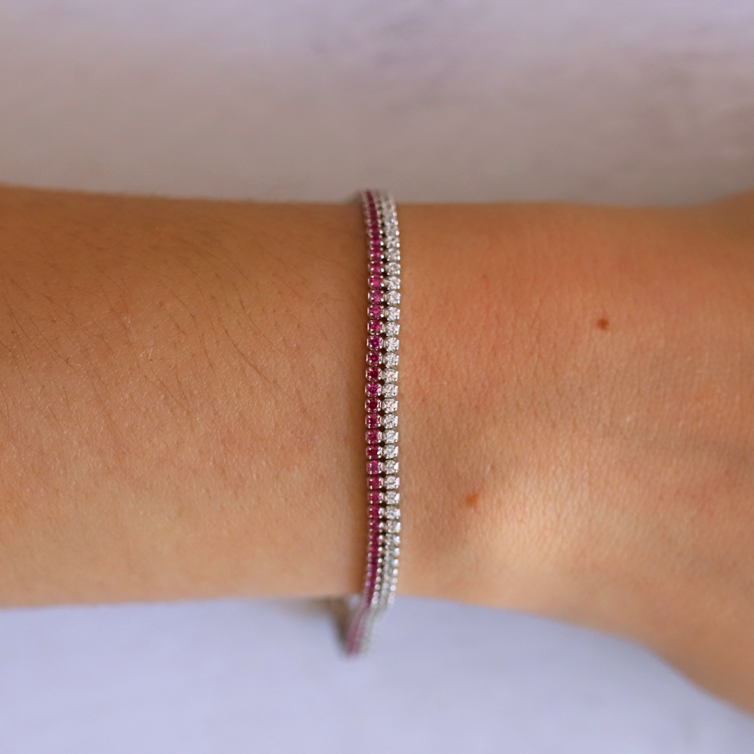 Pink And White Tennis Bracelet
