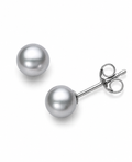 Medium Grey Button Pearl Studs