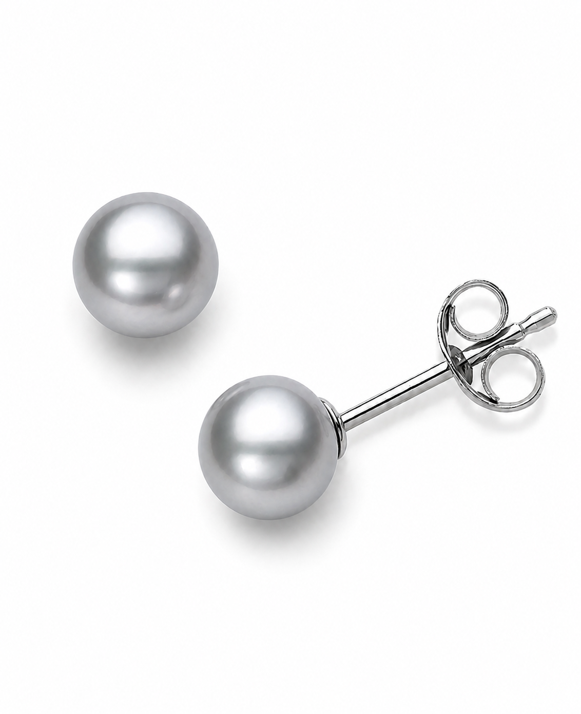 Medium Grey Button Pearl Studs