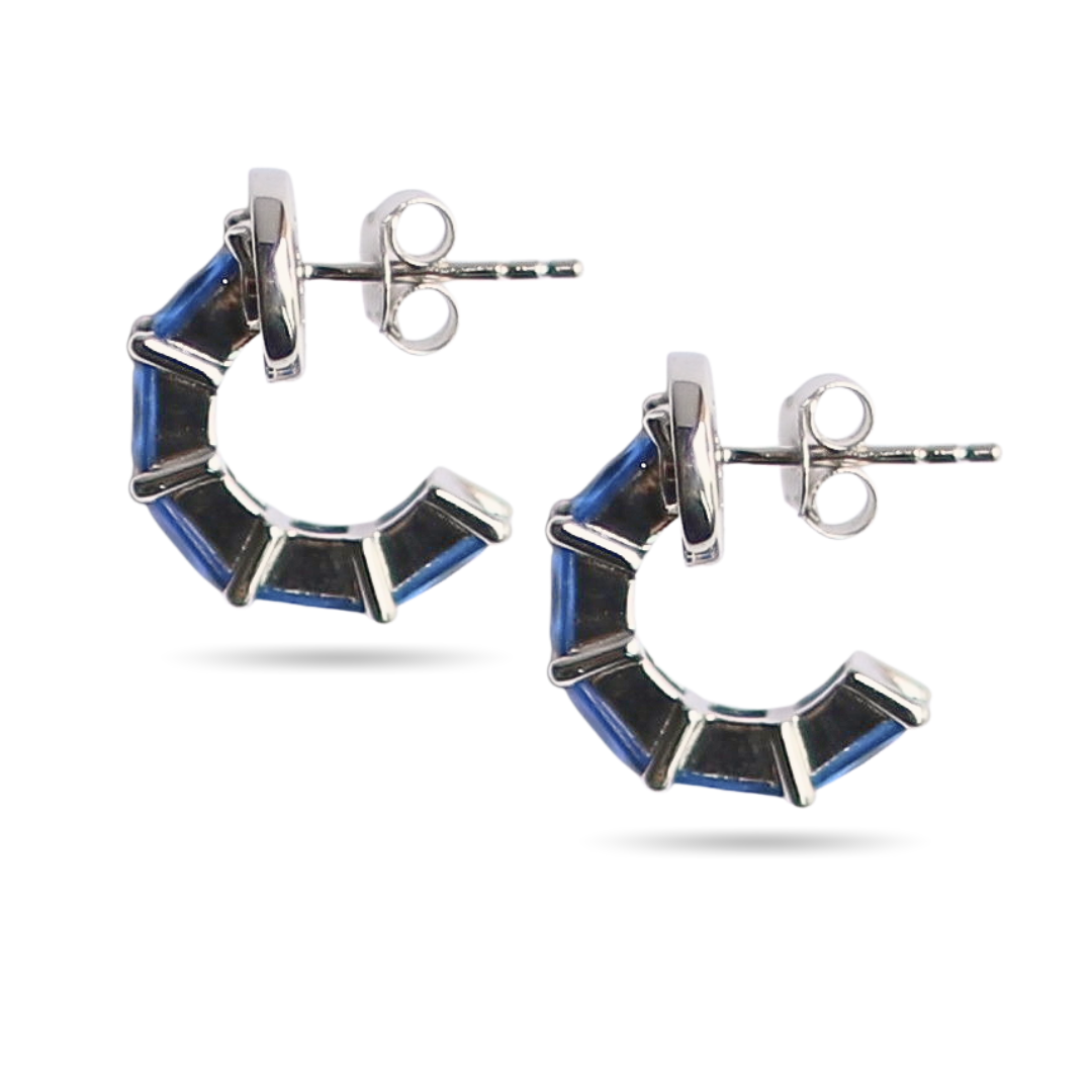 Blue baguette hoops