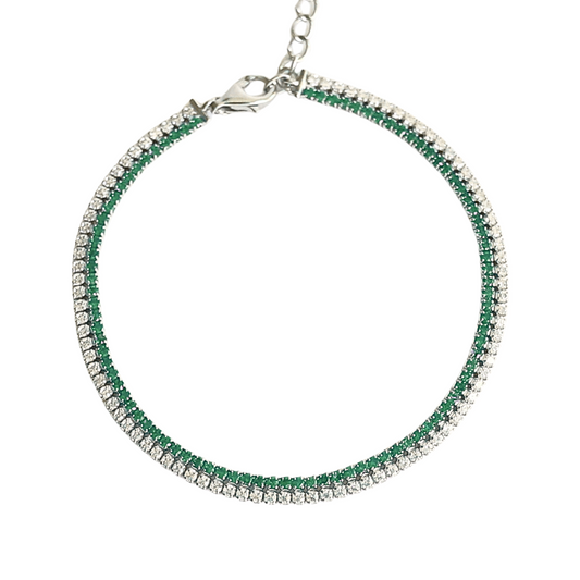 Green And White Tennis Bracelet