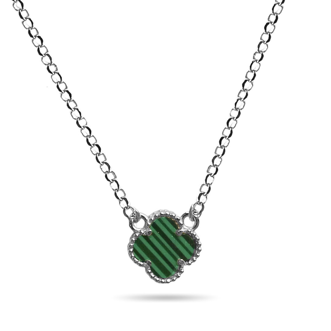 Malachite clover necklace