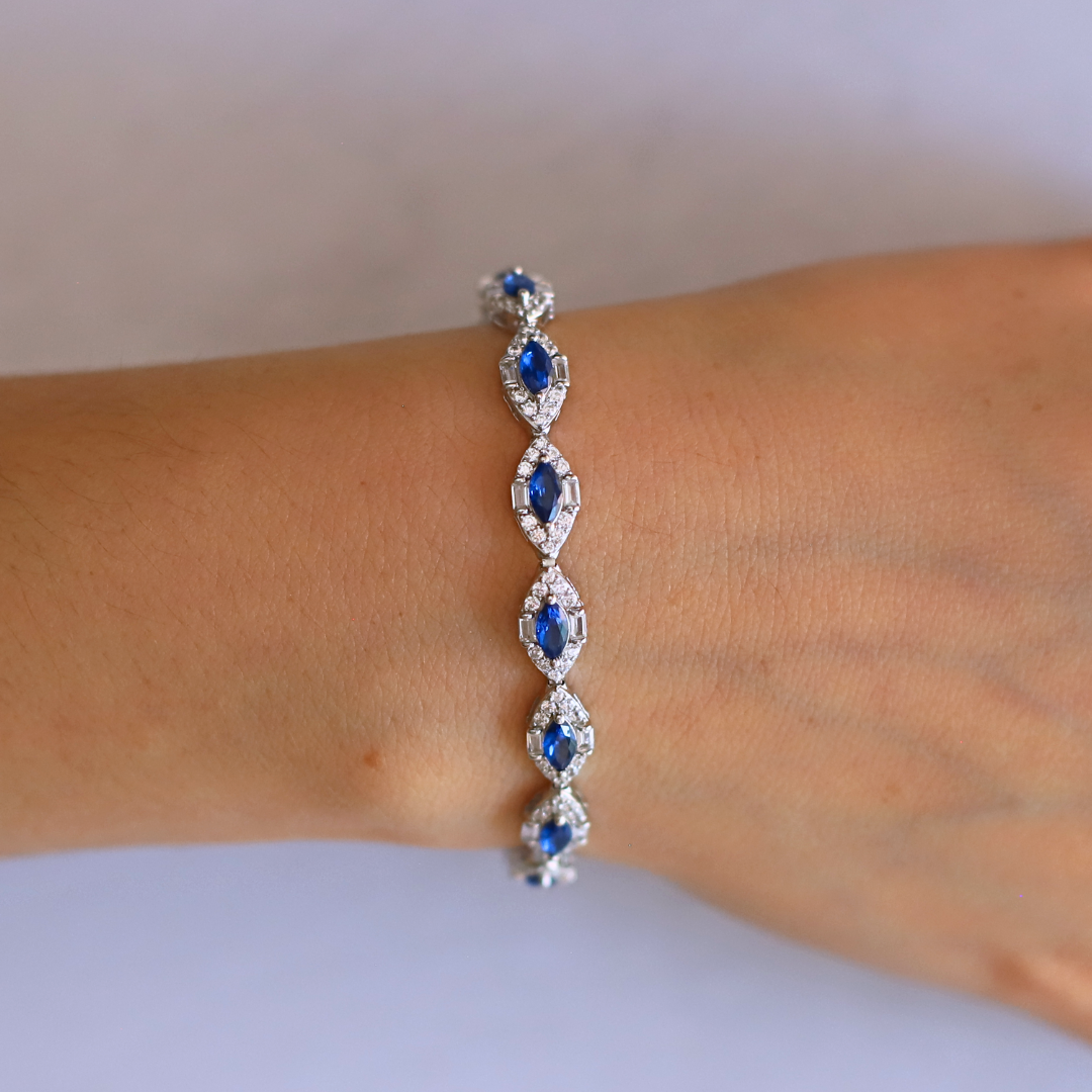 Blue Marquise Tennis Bracelet