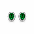 Oval green small halo studs