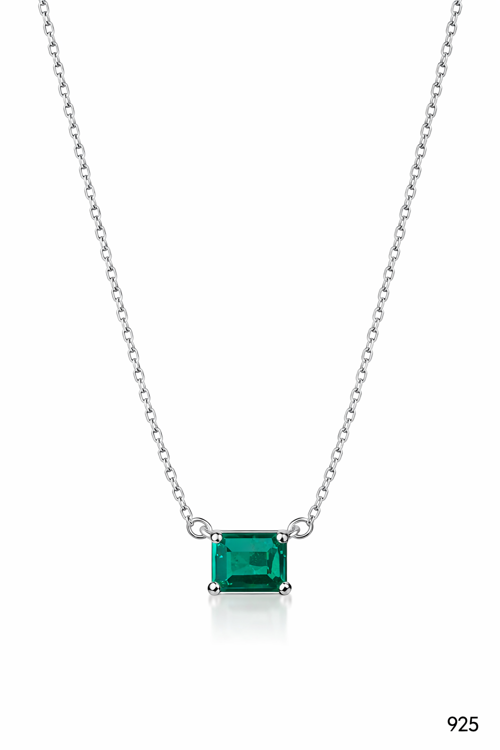 Emerald solitaire necklace