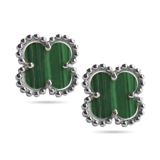 Malachite clover earrings