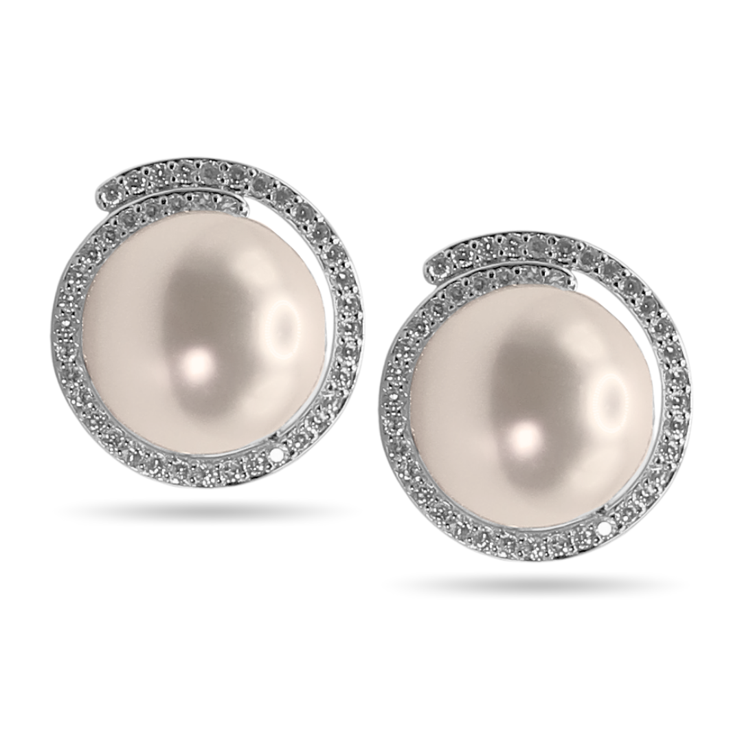 Round twirl pearl studs