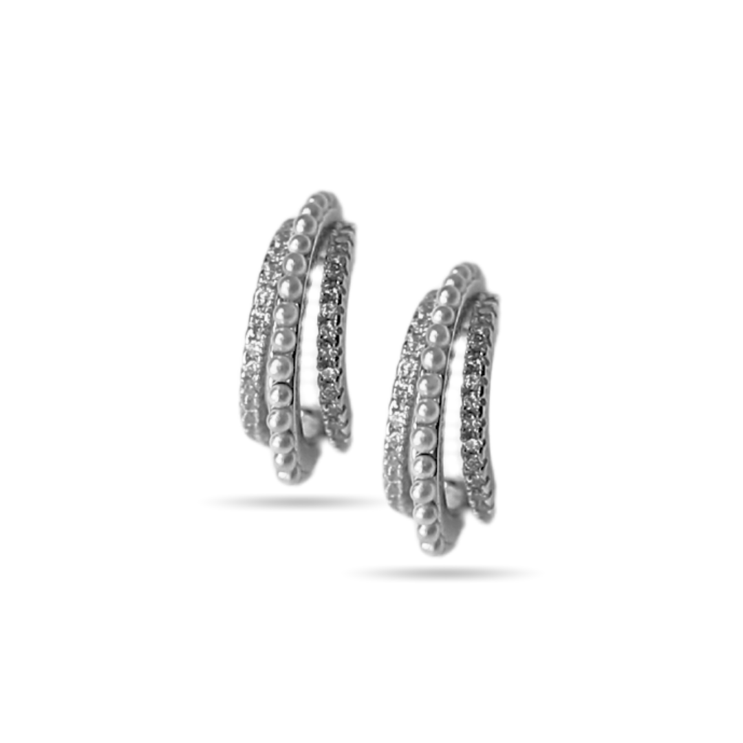 Triple pearl hoops