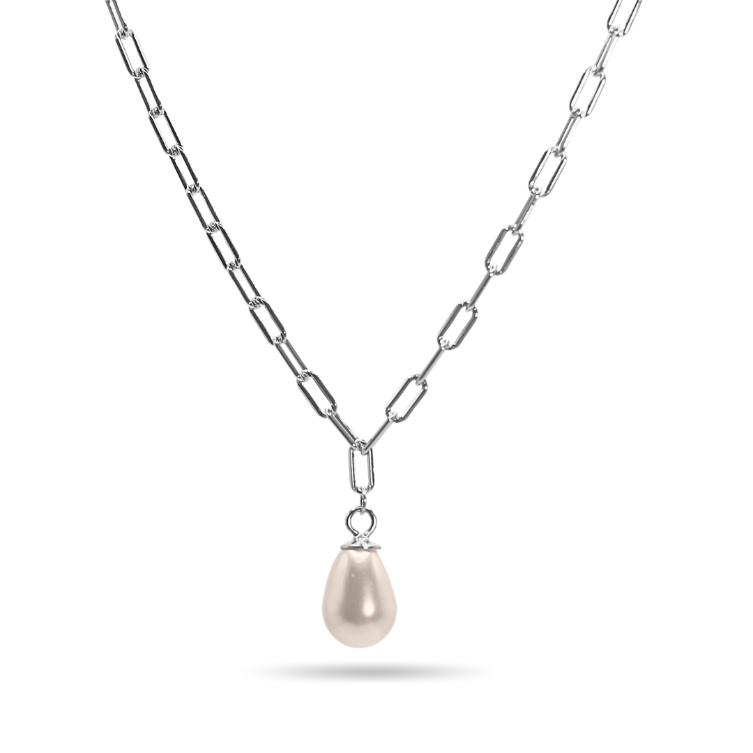 Link pearl drop necklace