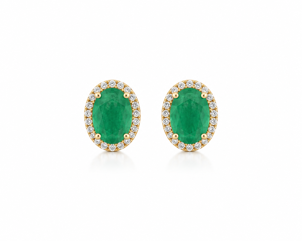 Emerald halo studs