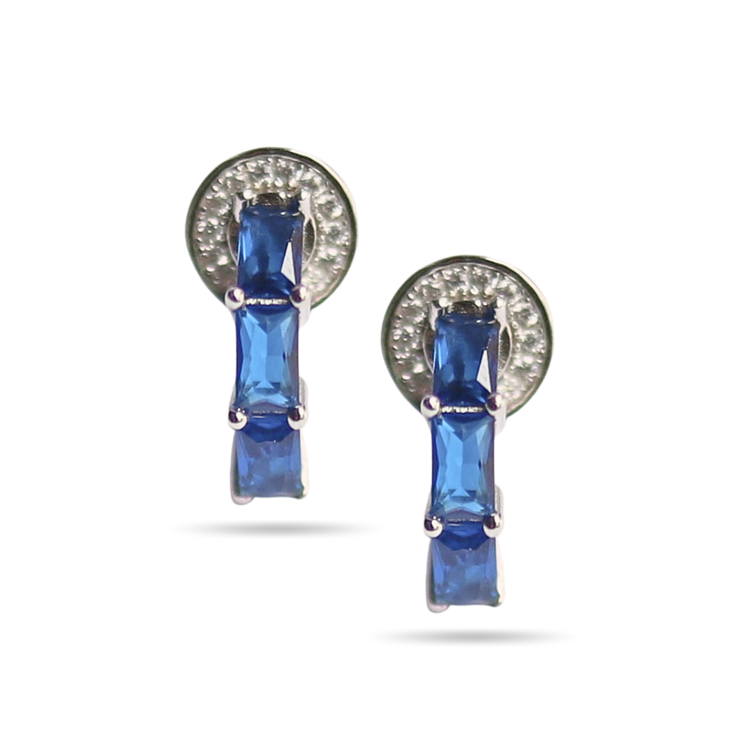 Blue baguette hoops