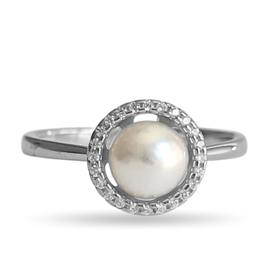 Pearl halo ring