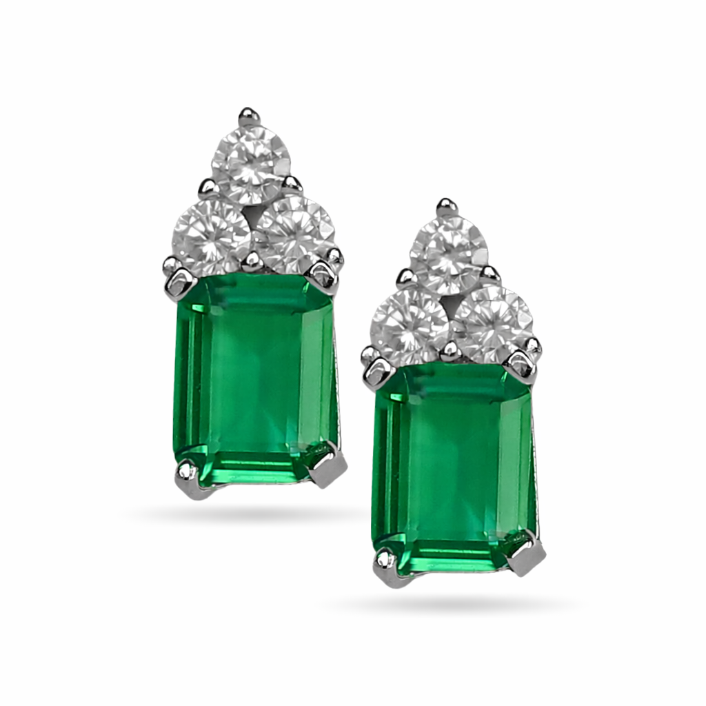 Green squared 3 dot studs