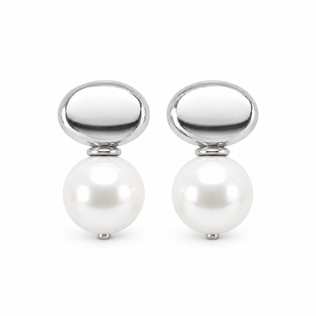White Chunky Pearl Earrings
