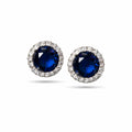 Blue round halo studs