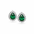 Green pear halo studs