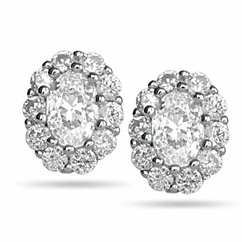 Oval halo studs