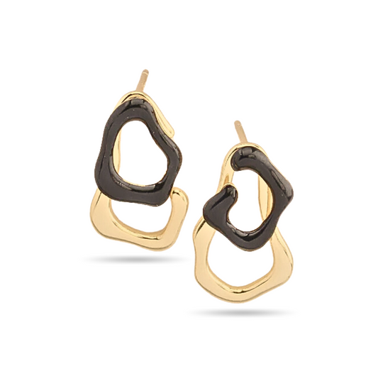 Irregular Black Enamel Earrings