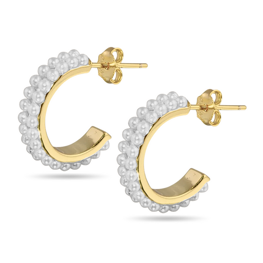 Mini Pearl Golden hoops