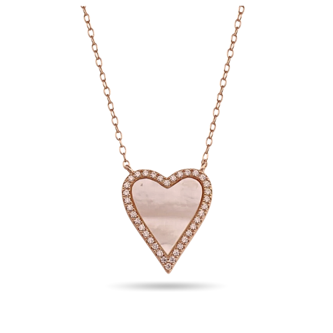 Mother Pearl Rosé Heart Necklace