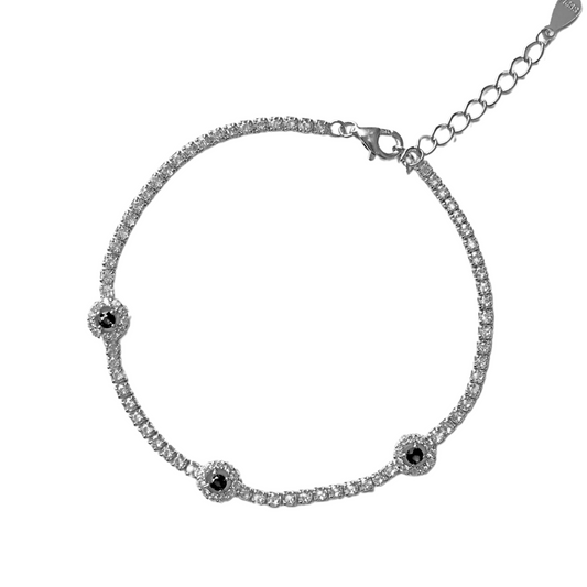 Black Round Halo Tennis Bracelet