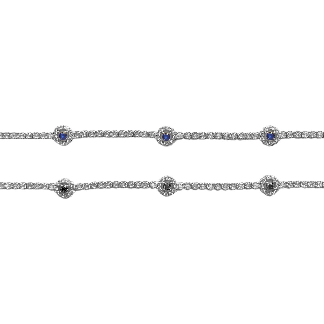 Black Round Halo Tennis Bracelet