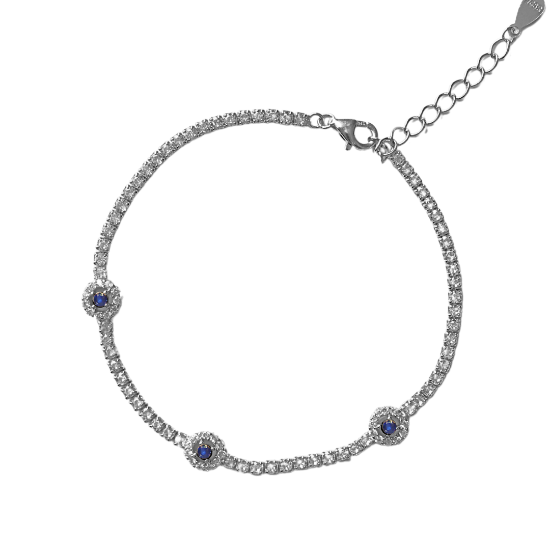 Blue Round Halo Tennis Bracelet