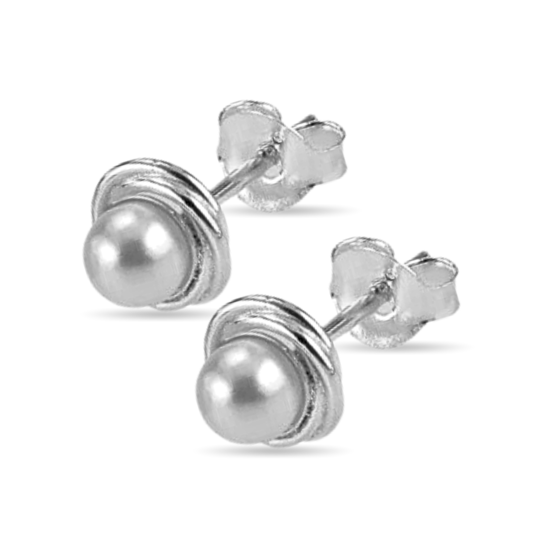 Triple Halo Pearl Studs