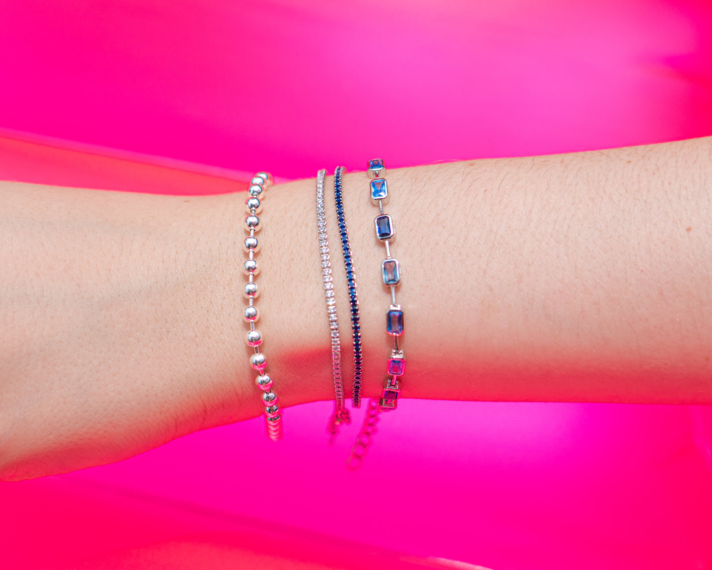 Blue charm bezel bracelet