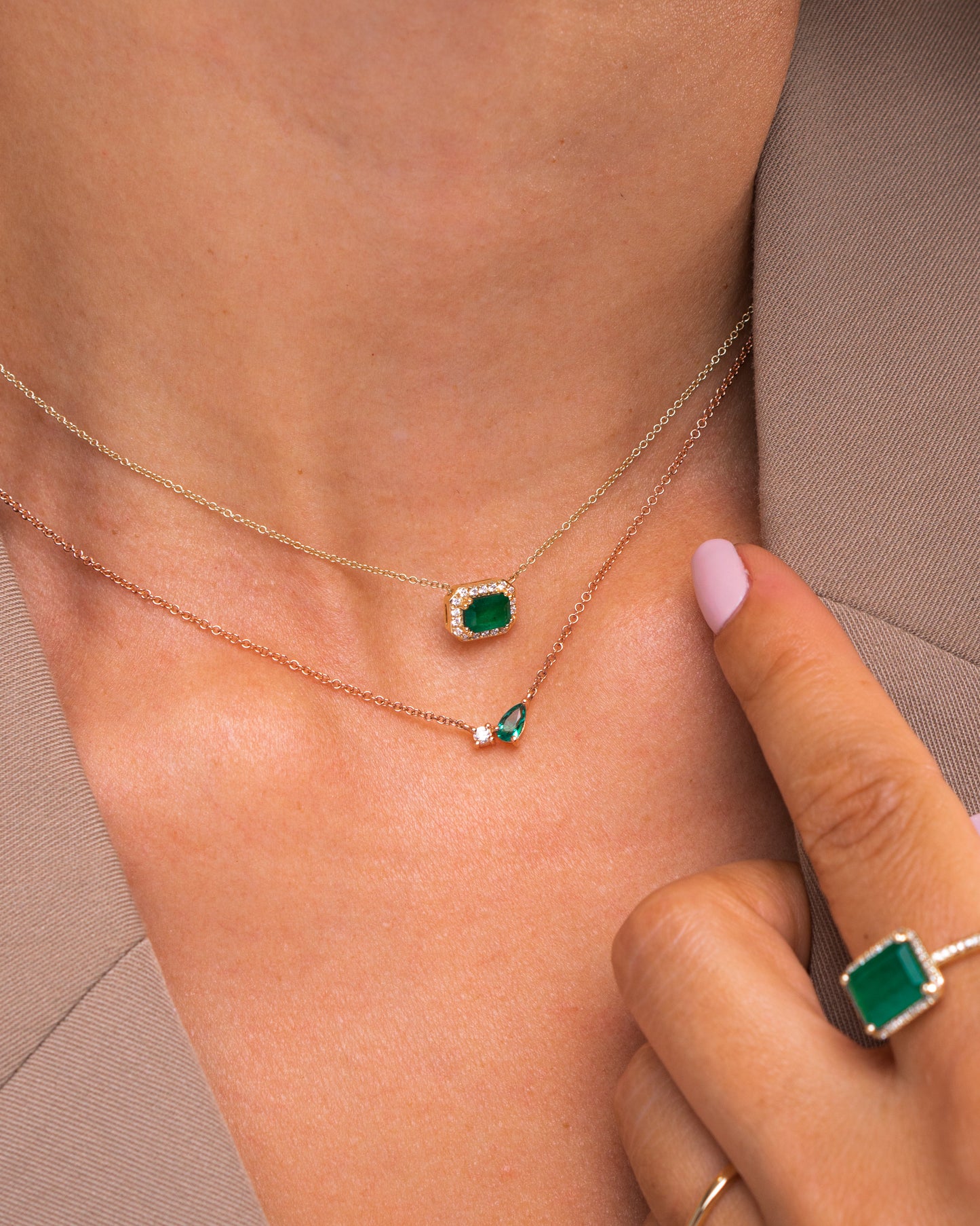 Emerald and diamond necklace