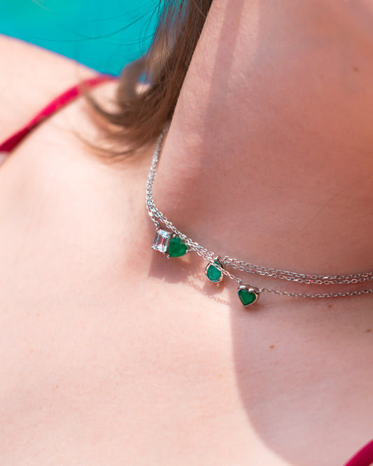 Green heart bezel necklace