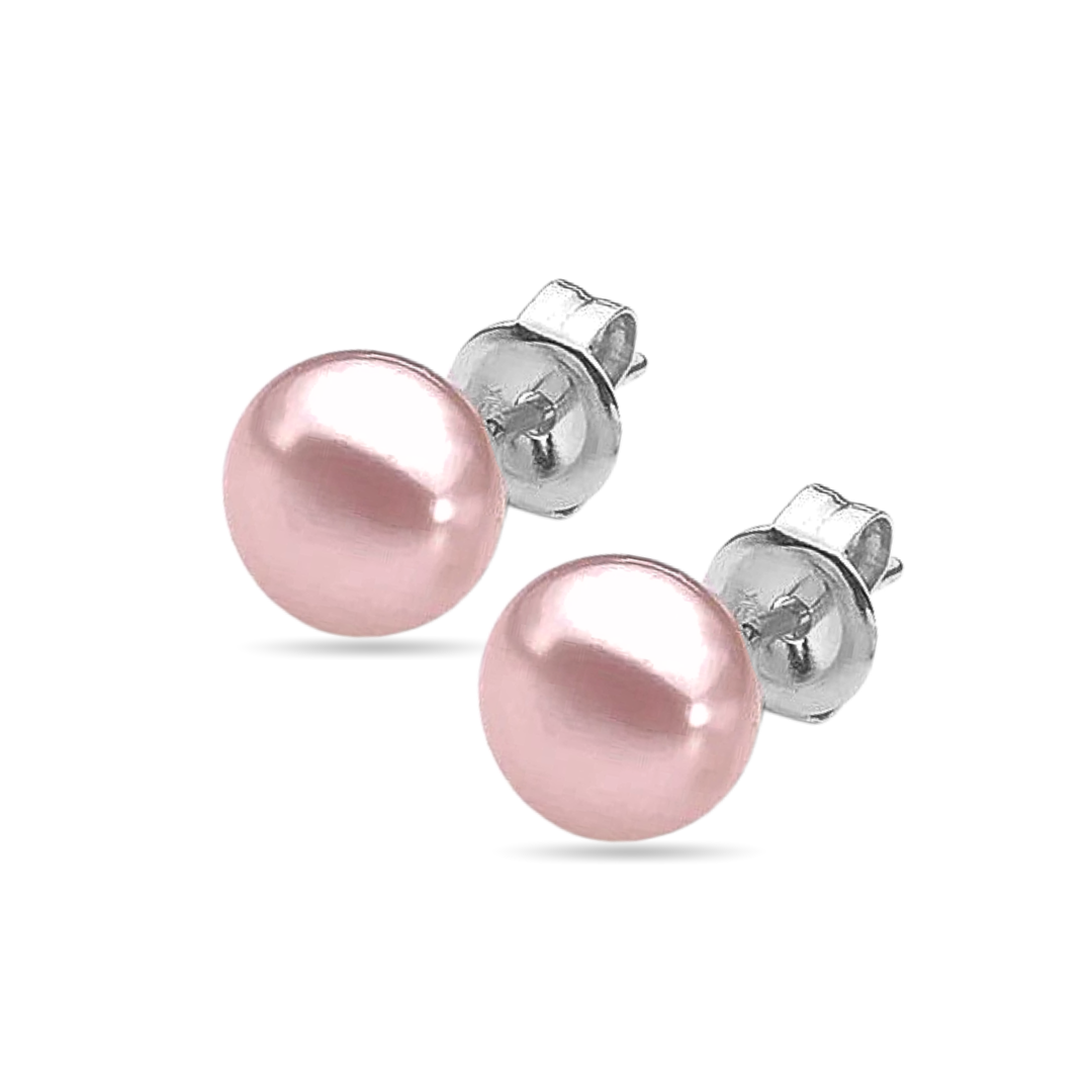 Pink Pearl Button Studs