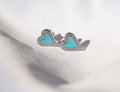 Blue Enamel Heart Studs