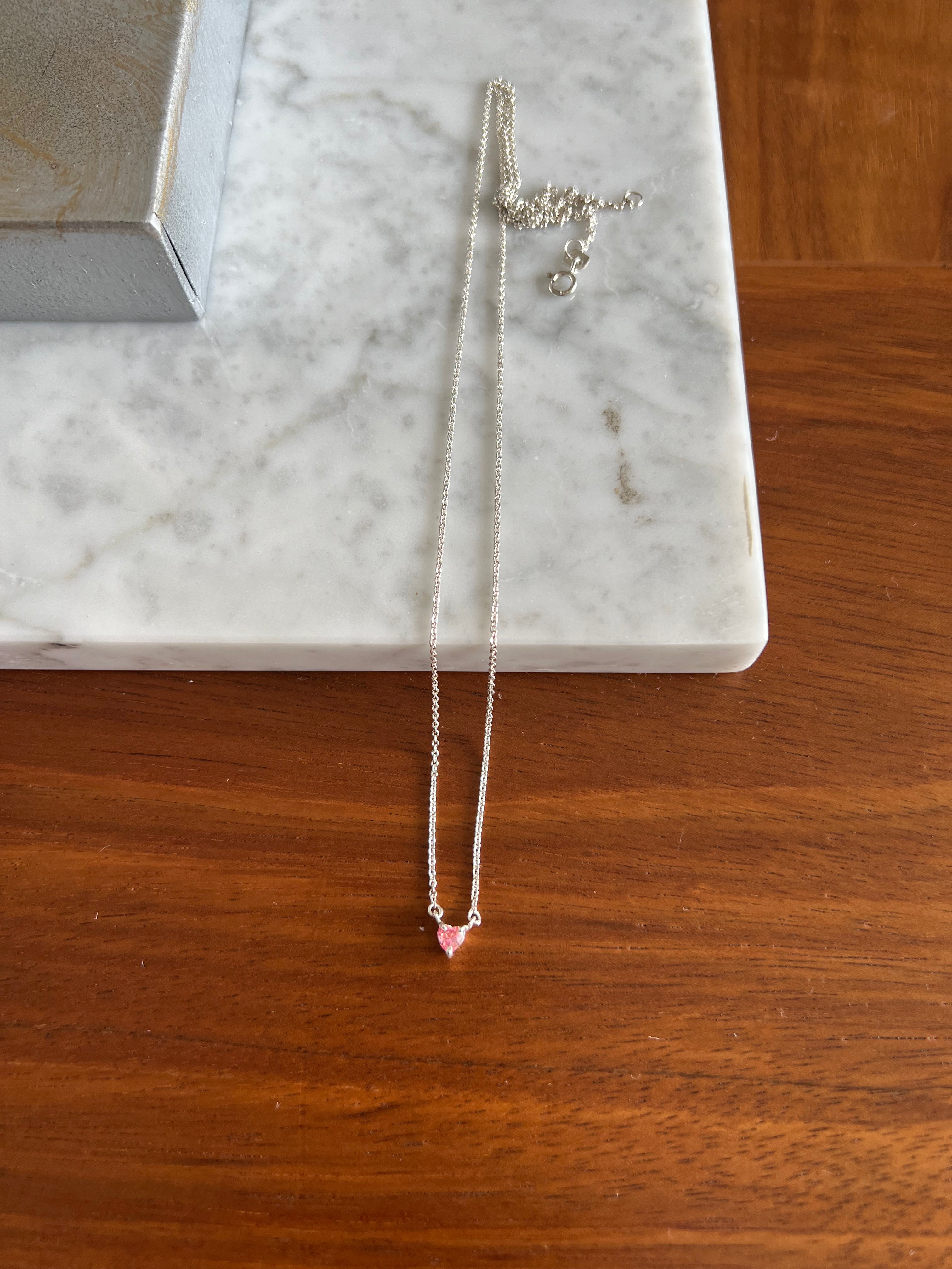 Pink topaz heart necklace