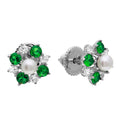 Emerald Cluster Pearl Studs