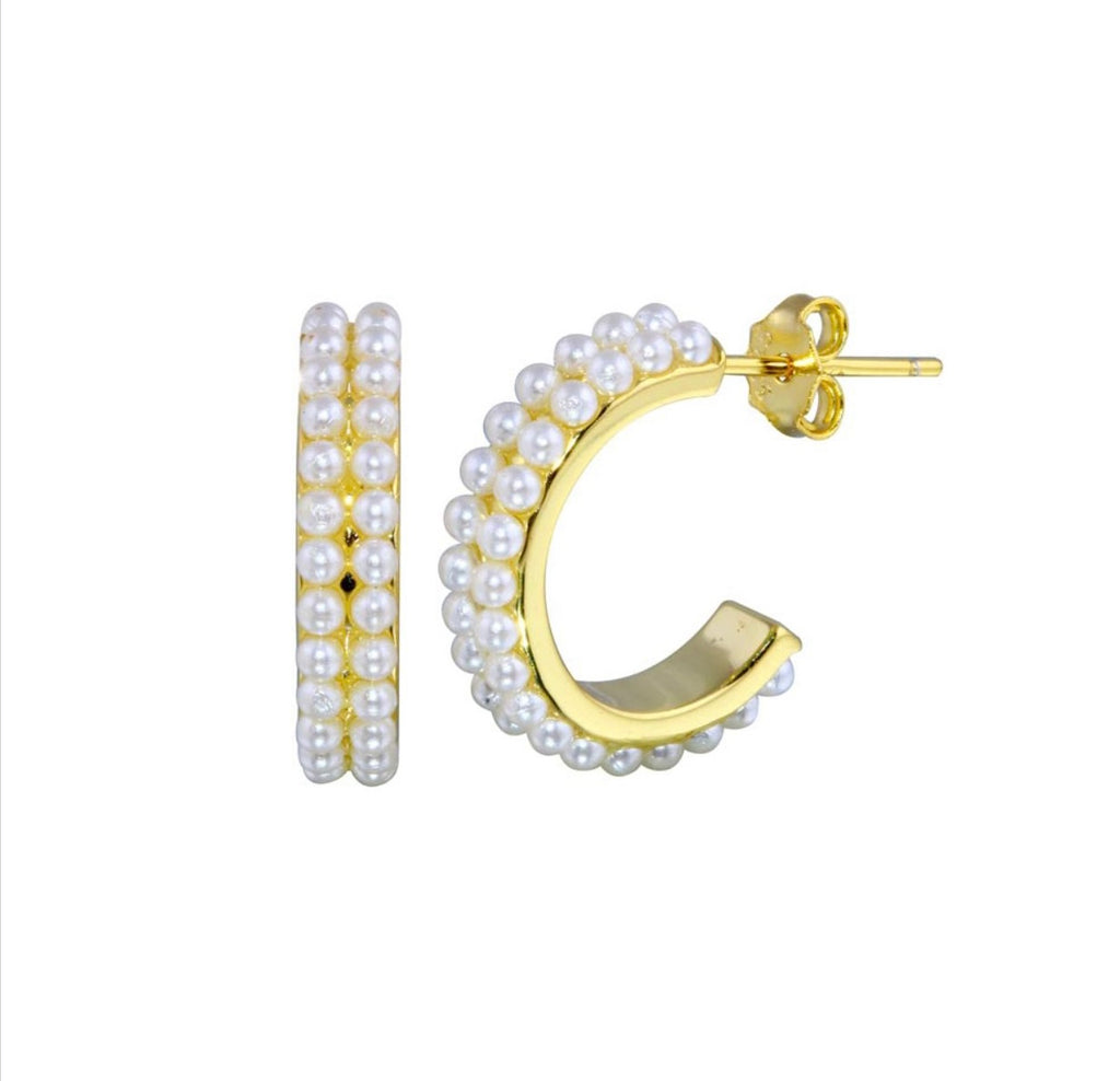 Mini Pearl Golden hoops